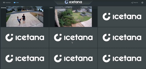  Dashboard Icetana mostrando apenas as imagens das câmeras com movimentação anormal.